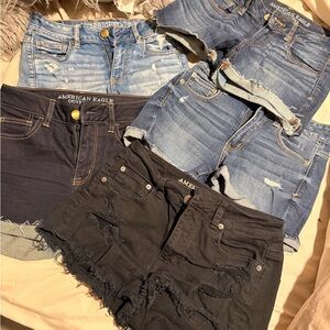 American Eagle Outfitters Women's Jean Shorts - Blue and Black